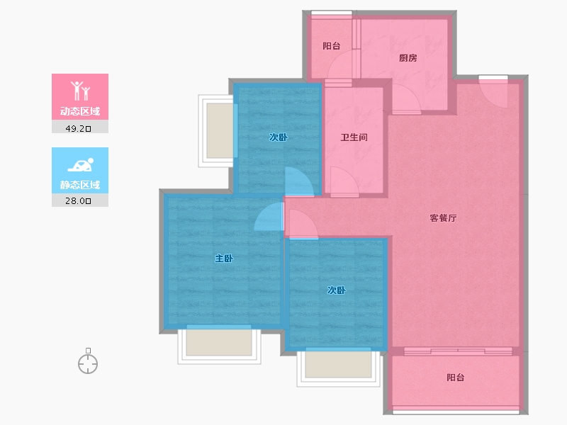 四川省-成都市-恒大未来城4期-68.85-户型库-动静分区