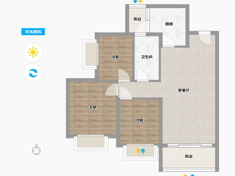 四川省-成都市-恒大未来城4期-68.85-户型库-采光通风