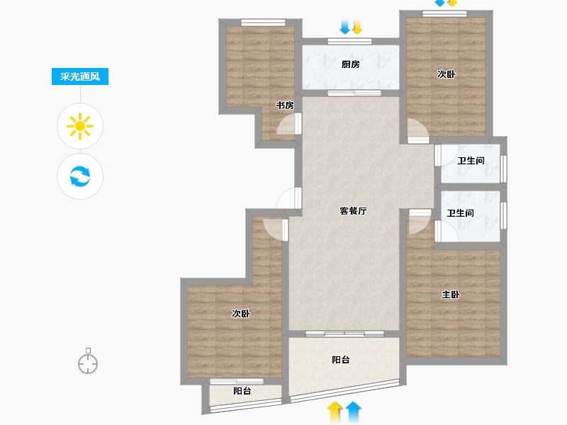 安徽省-马鞍山市-新宸金悦府-107.34-户型库-采光通风