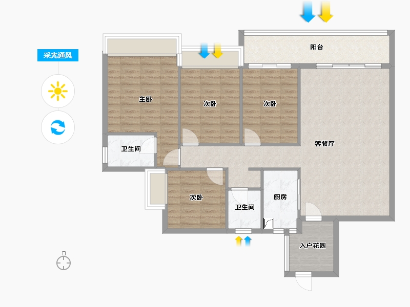 湖南省-怀化市-侗乡水岸-125.00-户型库-采光通风