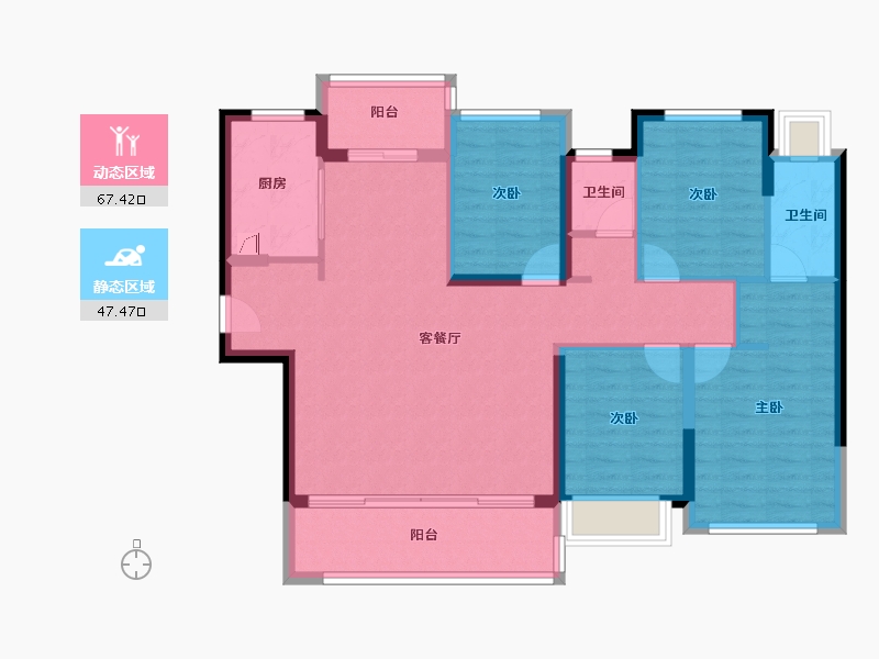 福建省-漳州市-建发鹿溪映月-103.20-户型库-动静分区