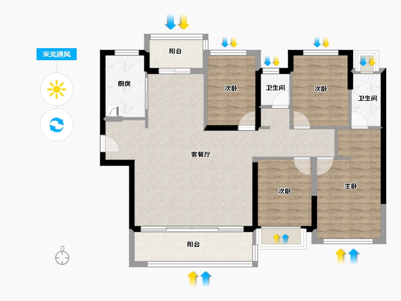 福建省-漳州市-建发鹿溪映月-103.20-户型库-采光通风