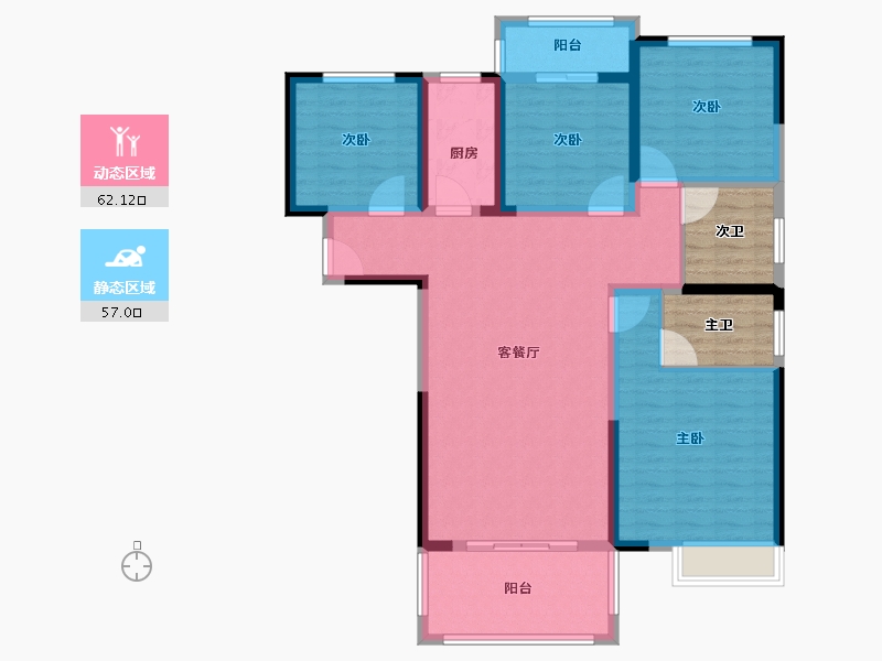 江苏省-镇江市-粤港·臻园-116.93-户型库-动静分区