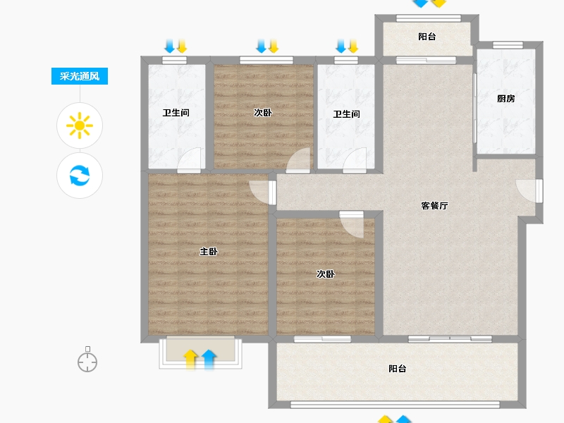 河南省-鹤壁市-建业通和府-124.00-户型库-采光通风