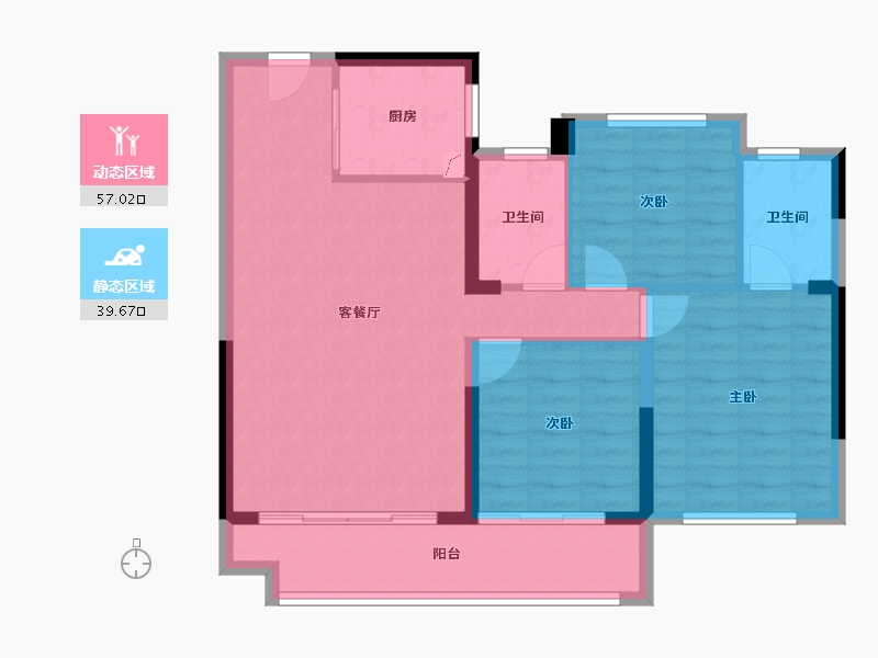 福建省-漳州市-建发鹿溪映月-87.20-户型库-动静分区