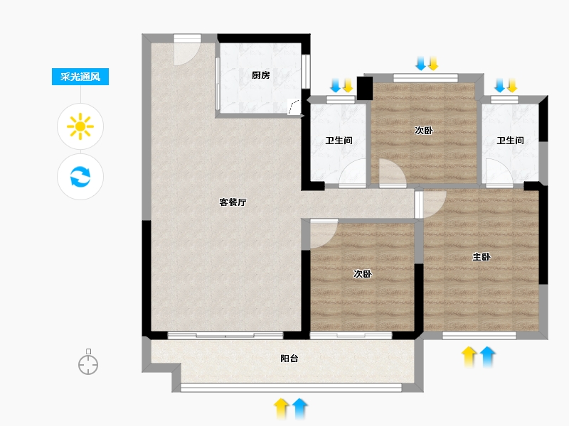 福建省-漳州市-建发鹿溪映月-87.20-户型库-采光通风