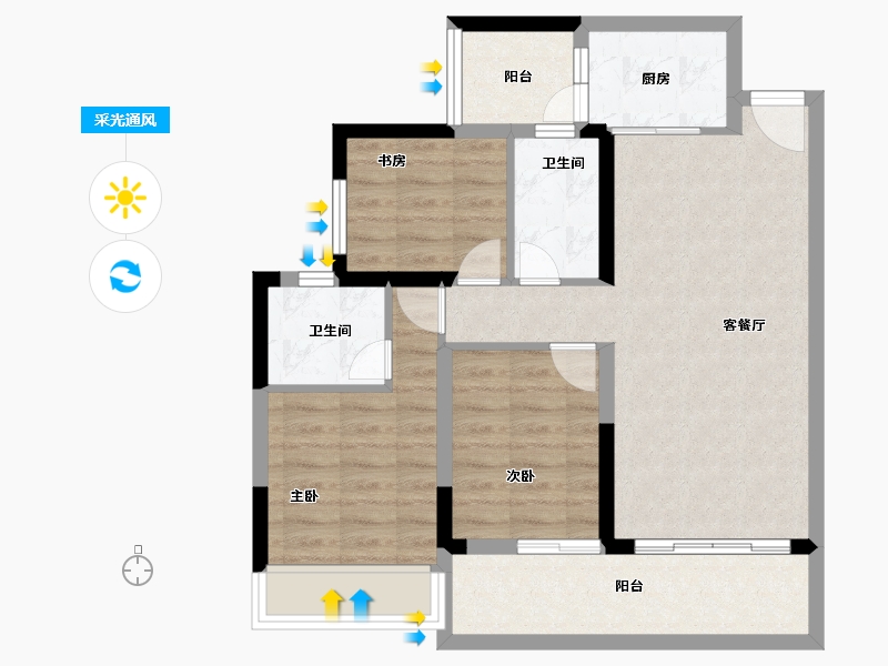 四川省-成都市-中德英伦世邦-74.39-户型库-采光通风