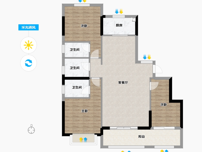 福建省-漳州市-碧桂园公园上城-99.21-户型库-采光通风