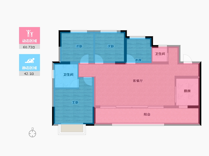 重庆-重庆市-中建南宸玖樾-91.99-户型库-动静分区