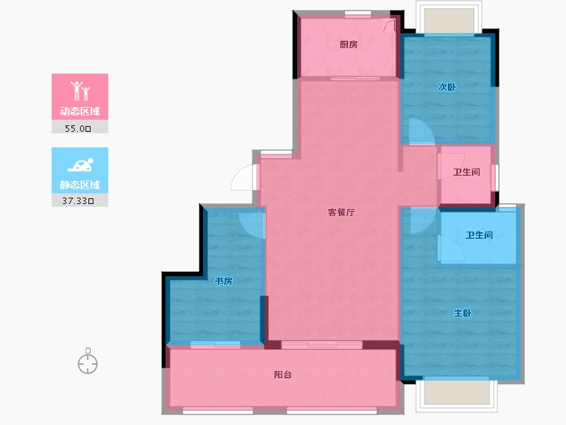 福建省-漳州市-碧桂园公园上城-83.20-户型库-动静分区