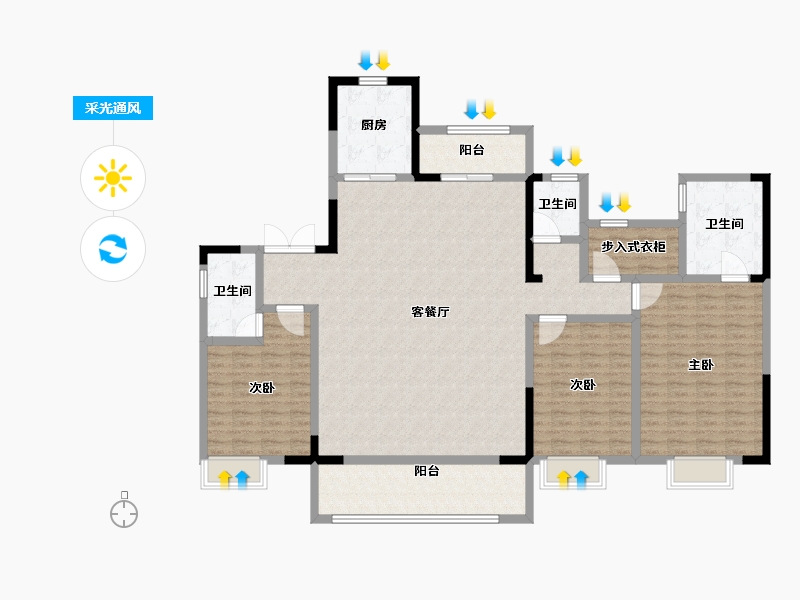 山东省-德州市-碧桂园凤凰星宸-163.01-户型库-采光通风