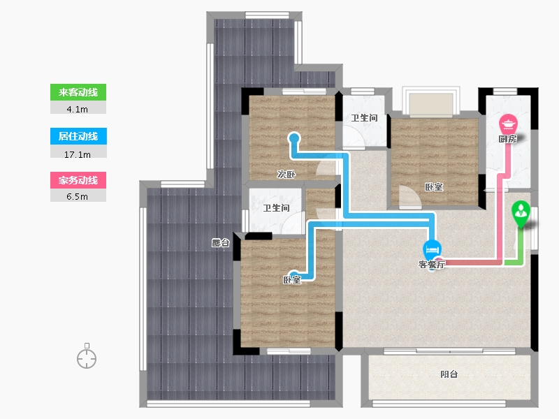 重庆-重庆市-中建南宸玖樾-126.50-户型库-动静线