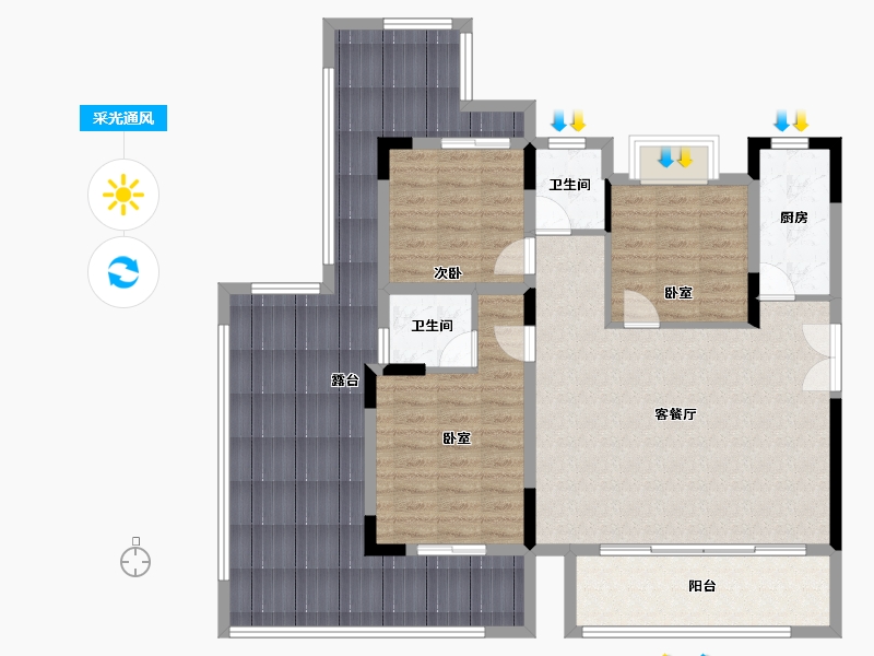 重庆-重庆市-中建南宸玖樾-126.50-户型库-采光通风