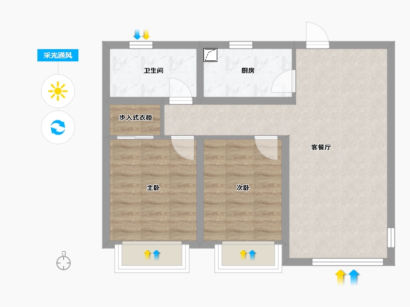 河北省-邯郸市-汇宝康城-60.04-户型库-采光通风