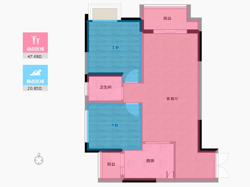 重庆-重庆市-欧街92-60.82-户型库-动静分区