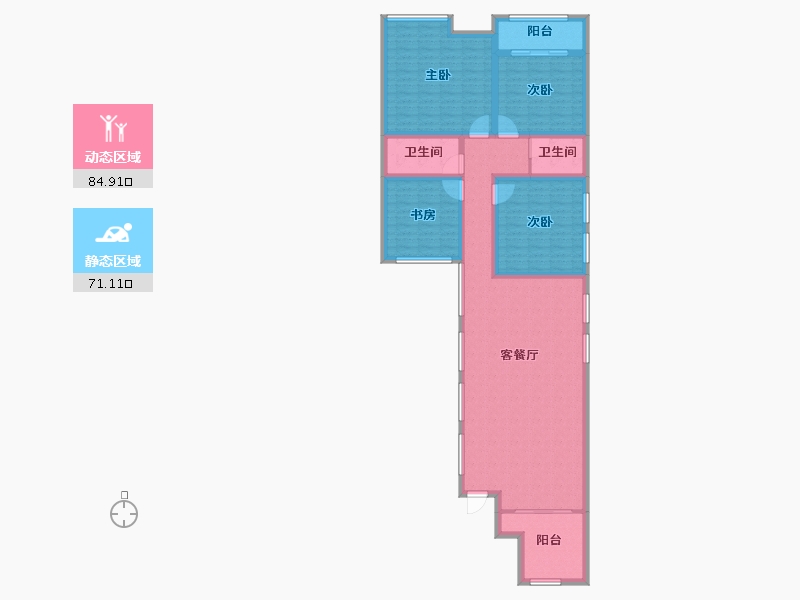 江苏省-镇江市-粤港·臻园-140.94-户型库-动静分区