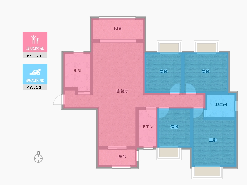 湖南省-湘潭市-​吉润华府-98.82-户型库-动静分区