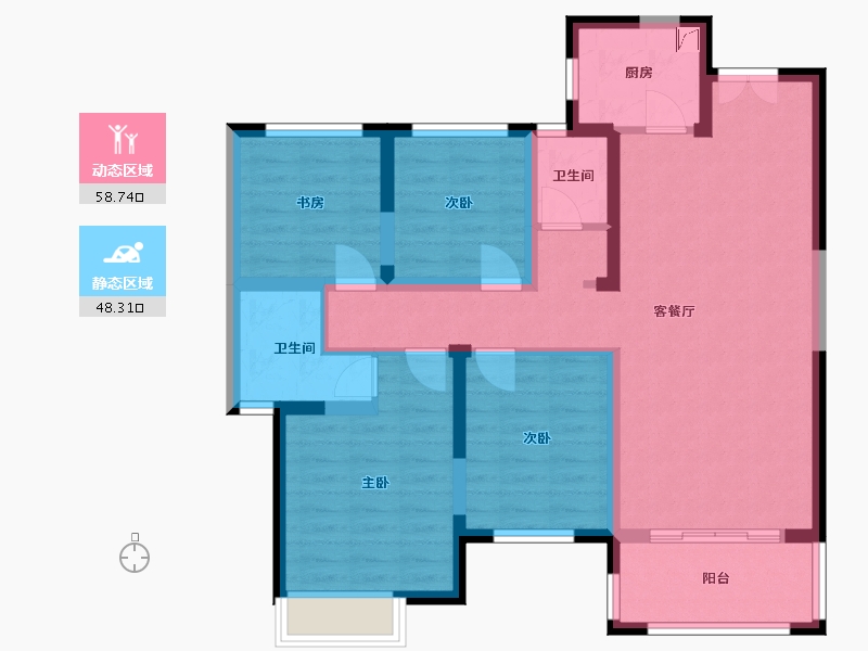 湖南省-长沙市-国欣·向荣府-119.00-户型库-动静分区