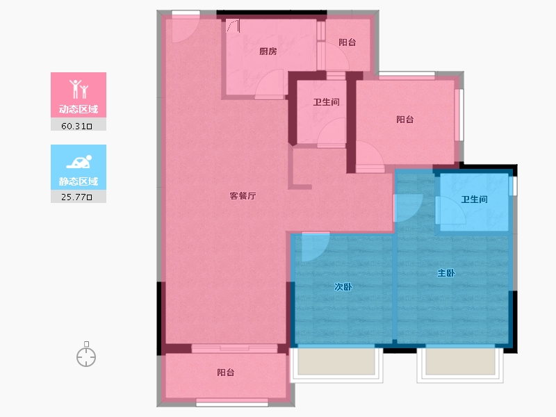 广东省-惠州市-金科蓝山府-76.31-户型库-动静分区