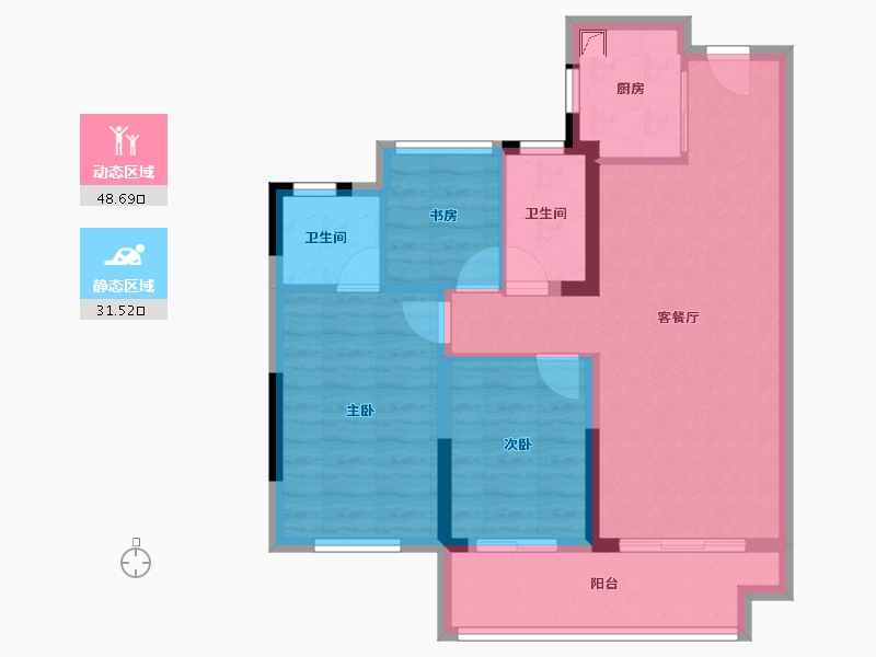 福建省-漳州市-泉舜府前上著-71.20-户型库-动静分区