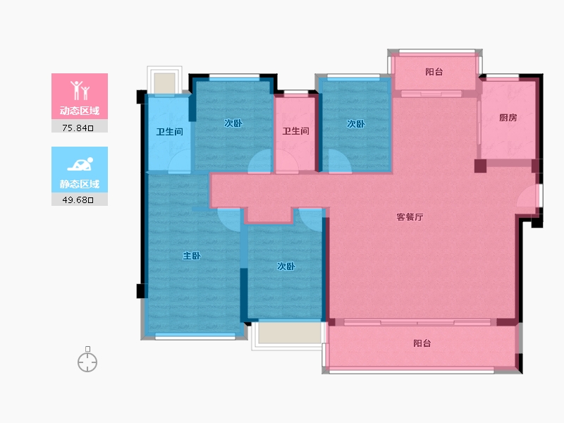 福建省-漳州市-建发鹿溪映月-113.60-户型库-动静分区