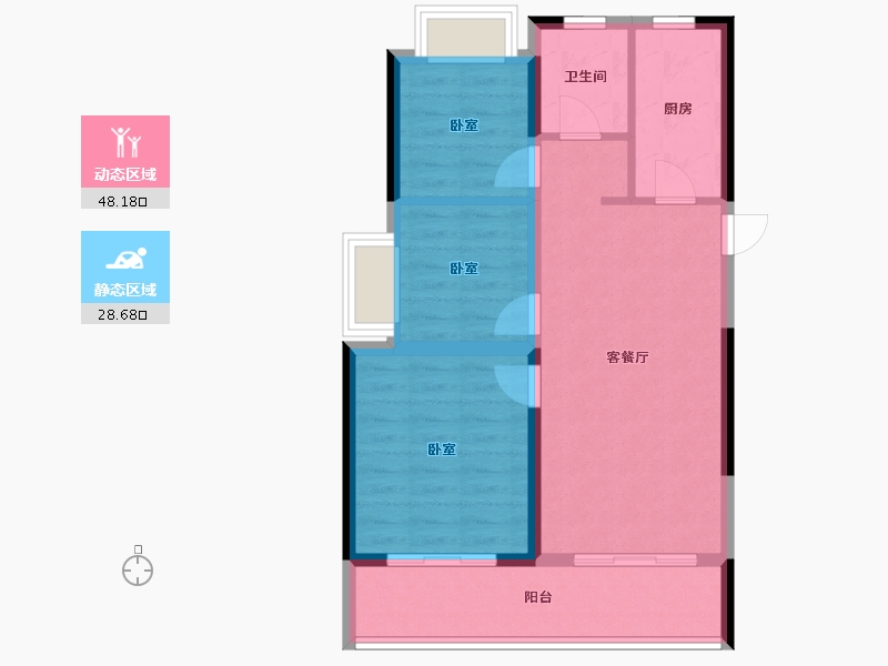 广西壮族自治区-北海市-融创海映兰屿-68.80-户型库-动静分区