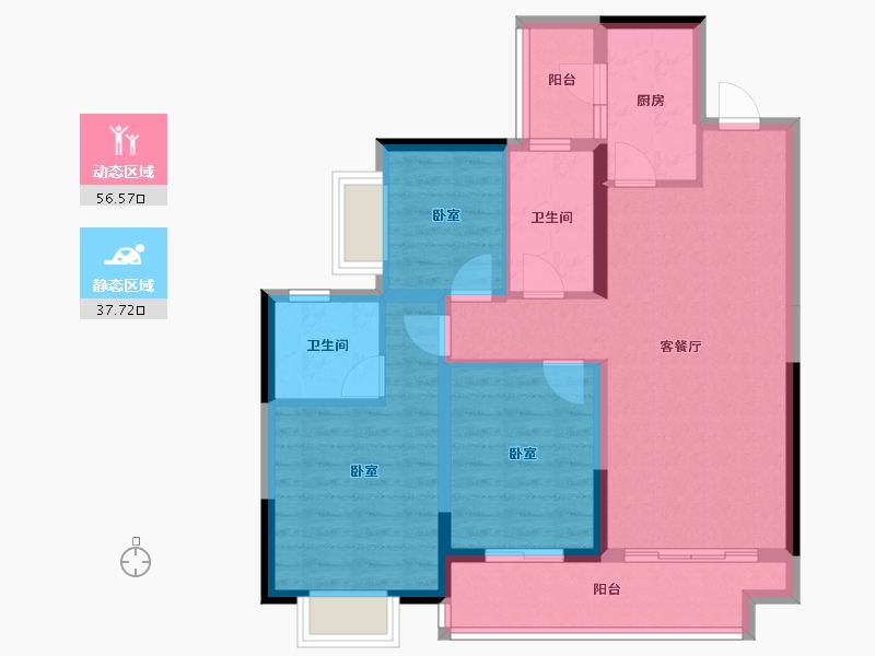 广西壮族自治区-北海市-融创海映兰屿-83.72-户型库-动静分区