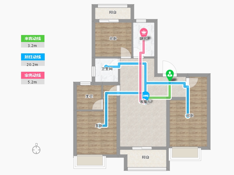 四川省-成都市-景瑞誉璟风华-76.85-户型库-动静线