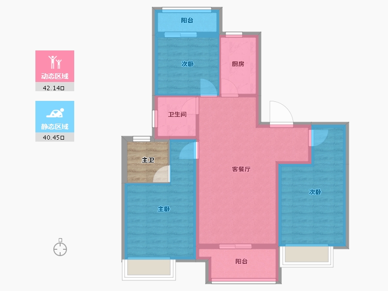 四川省-成都市-景瑞誉璟风华-76.85-户型库-动静分区