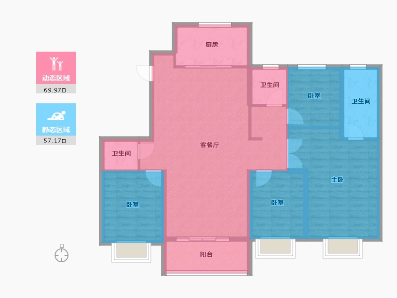 吉林省-吉林市-万科滨江九里二期-115.04-户型库-动静分区