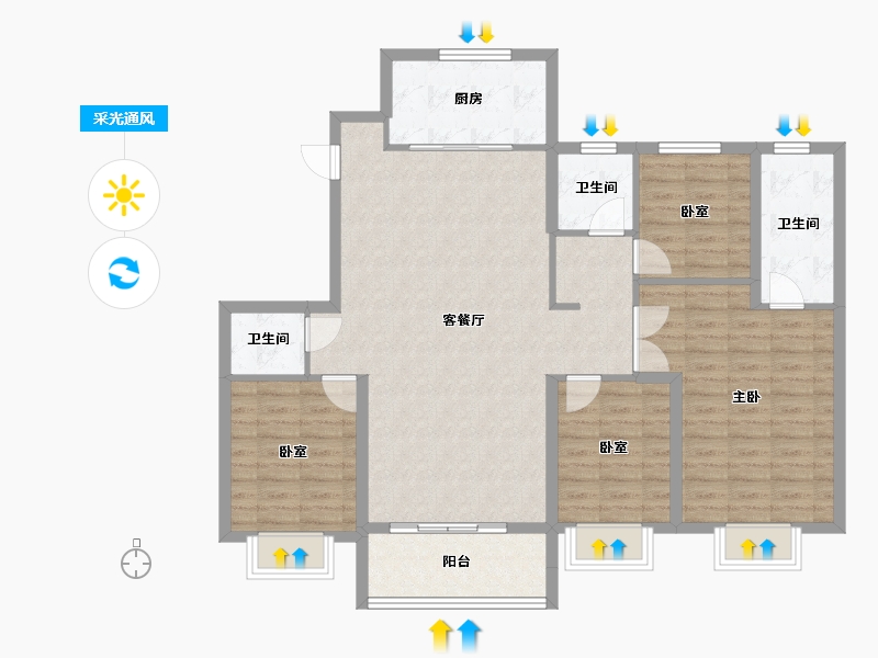 吉林省-吉林市-万科滨江九里二期-115.04-户型库-采光通风