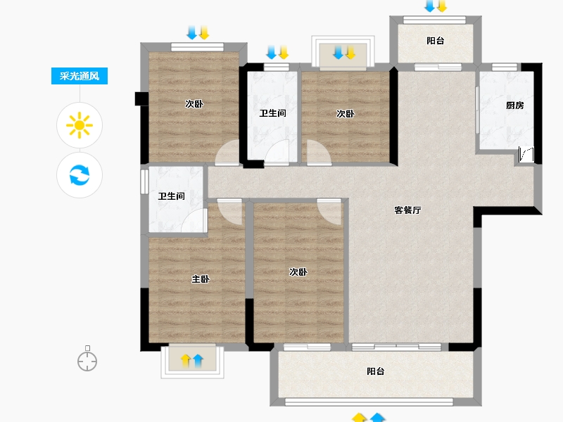 福建省-漳州市-泉舜府前上著-100.00-户型库-采光通风