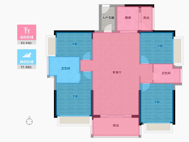 广东省-惠州市-成峰水岸丽都-117.48-户型库-动静分区