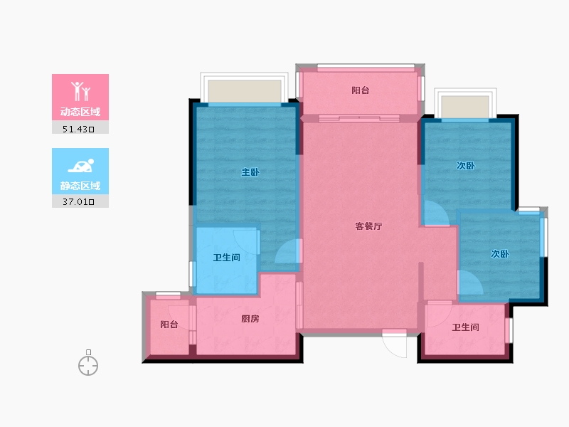 四川省-成都市-恒大御景-79.11-户型库-动静分区