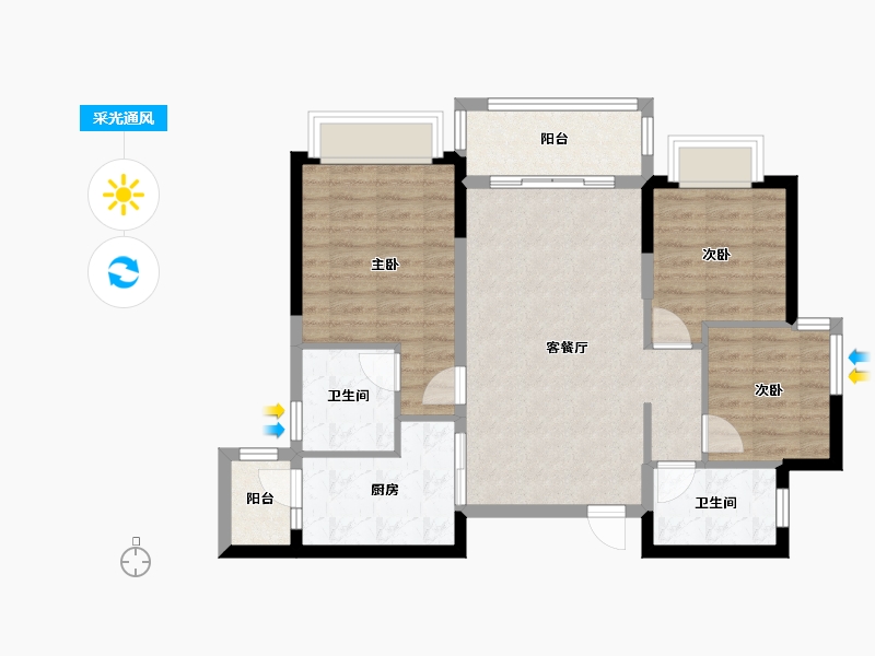 四川省-成都市-恒大御景-79.11-户型库-采光通风