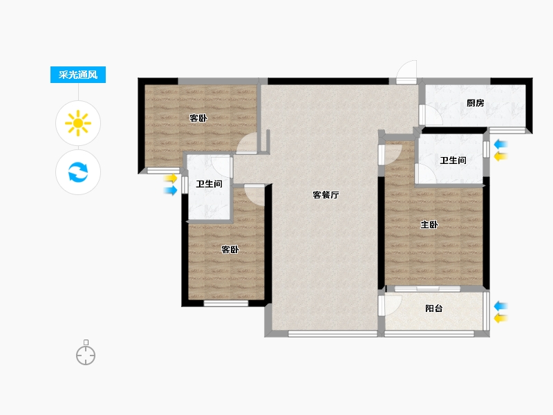 湖北省-襄阳市-民发汉江一品-102.40-户型库-采光通风