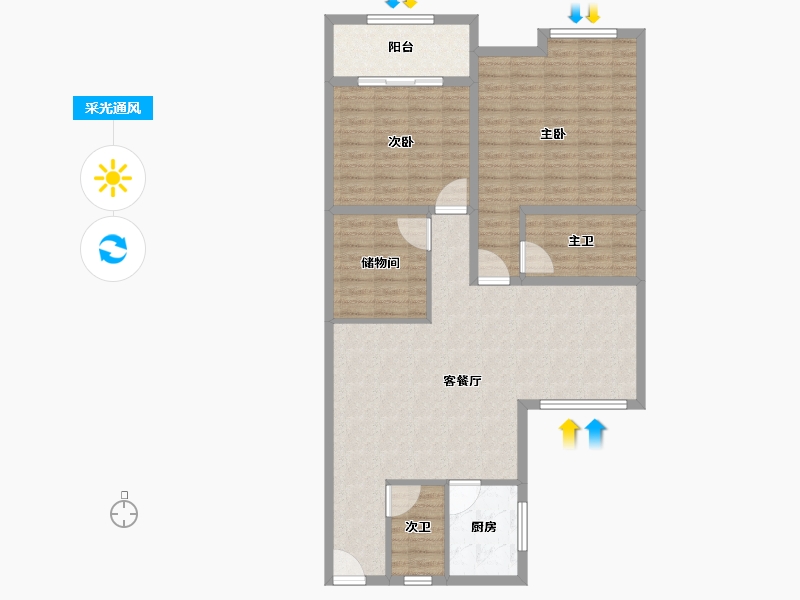 江苏省-镇江市-粤港·臻园-106.17-户型库-采光通风