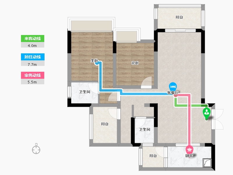 重庆-重庆市-桃源居·香澜山-85.00-户型库-动静线