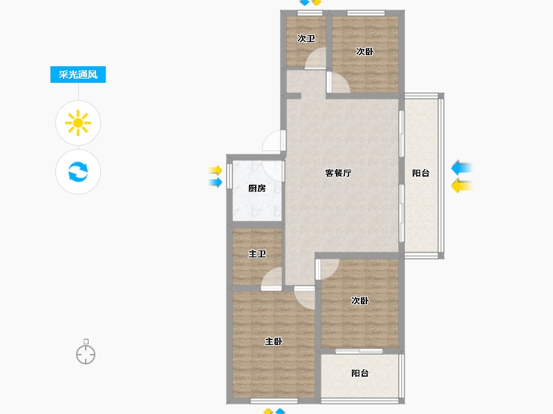 江苏省-镇江市-天怡·紫宸-102.02-户型库-采光通风