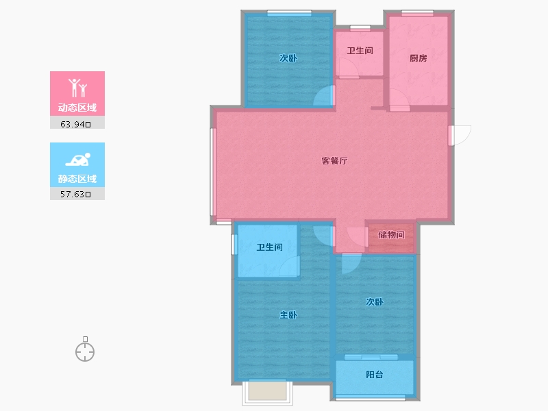 山东省-烟台市-国泰海韵华府-109.60-户型库-动静分区