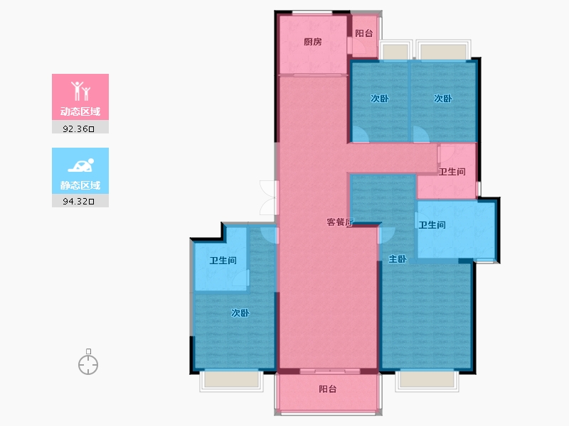 云南省-昆明市-昆明恒大君睿-169.85-户型库-动静分区