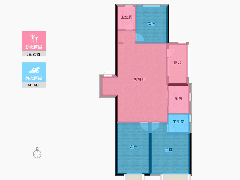 山东省-烟台市-力高阳光海岸-95.20-户型库-动静分区