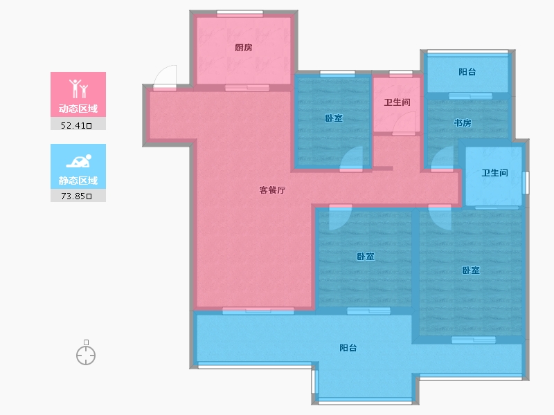 江苏省-镇江市-扬中吾悦广场·迎宾府-112.00-户型库-动静分区