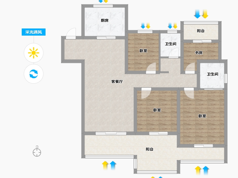 江苏省-镇江市-扬中吾悦广场·迎宾府-112.00-户型库-采光通风