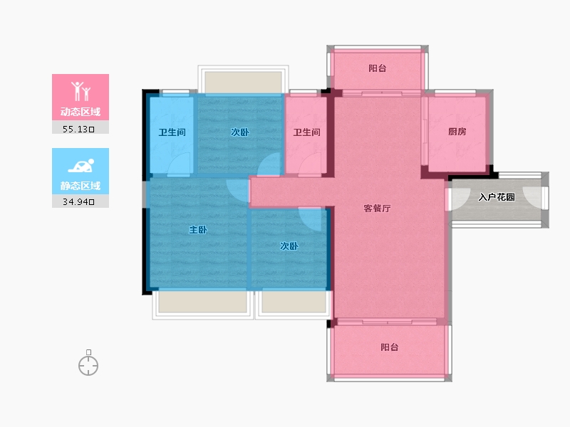 广东省-惠州市-成峰水岸丽都-85.98-户型库-动静分区