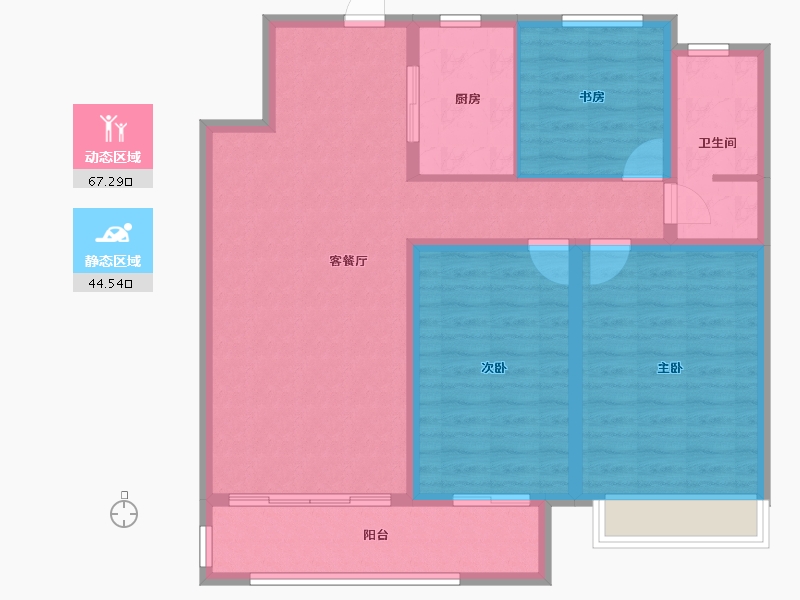 山东省-烟台市-国泰海韵华府-100.79-户型库-动静分区