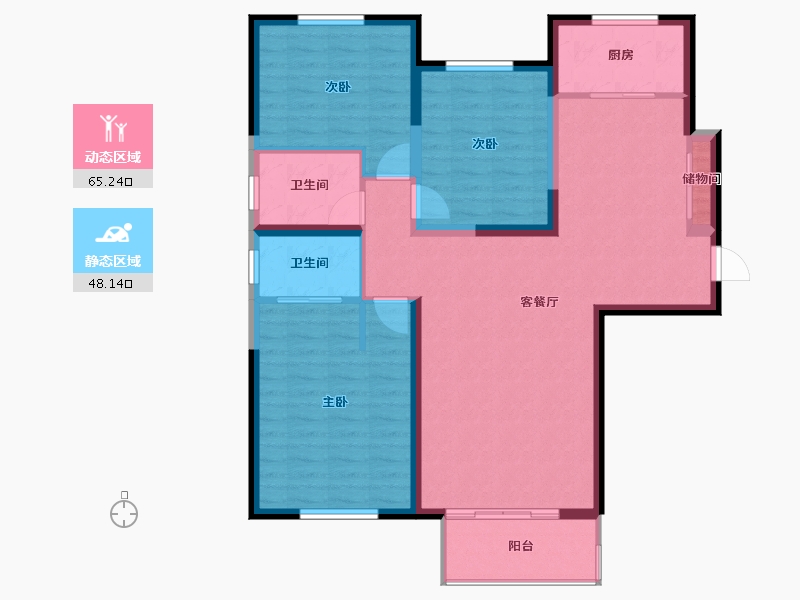 山东省-烟台市-大华上海滩花园-102.40-户型库-动静分区