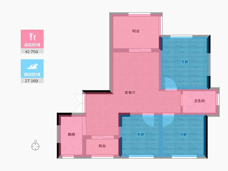 重庆-重庆市-良瑜国际养生谷-60.95-户型库-动静分区