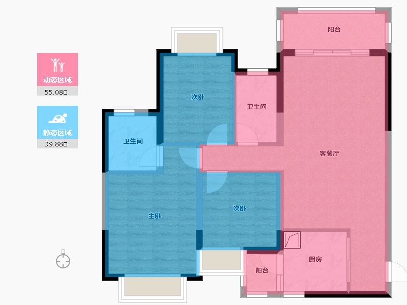 四川省-成都市-恒大御景-84.55-户型库-动静分区