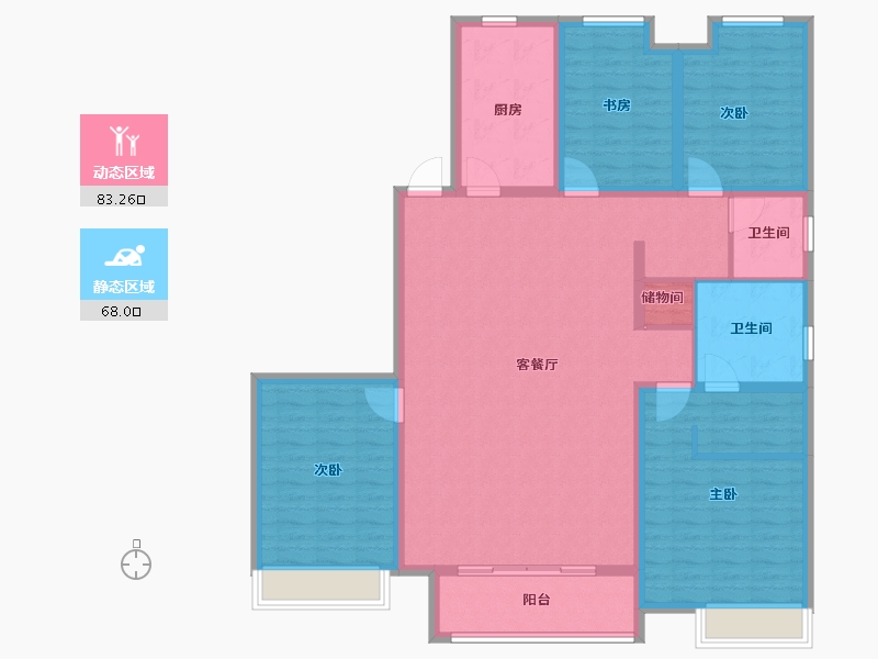 山东省-烟台市-国泰海韵华府-136.80-户型库-动静分区